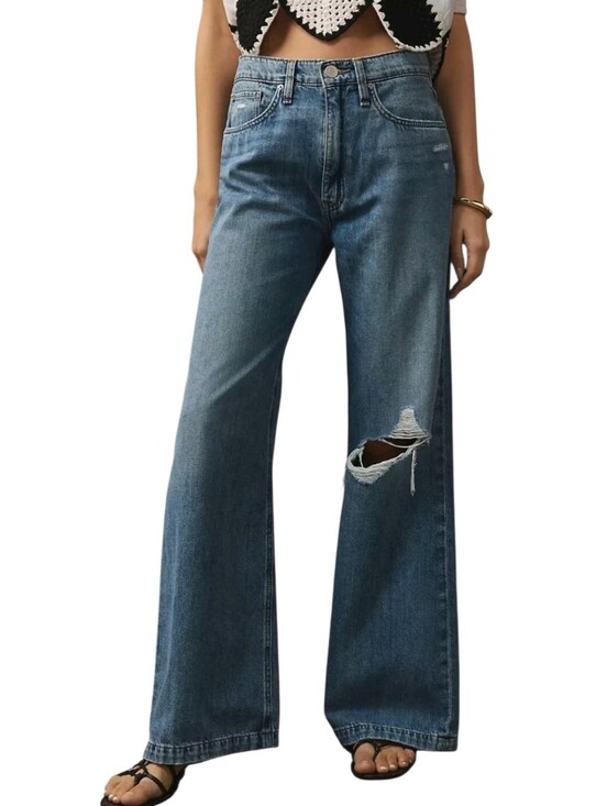 Hudson Jeans Denim - Hudson Jodie Thunder Distressed Wide Leg Denim Jeans Size 31